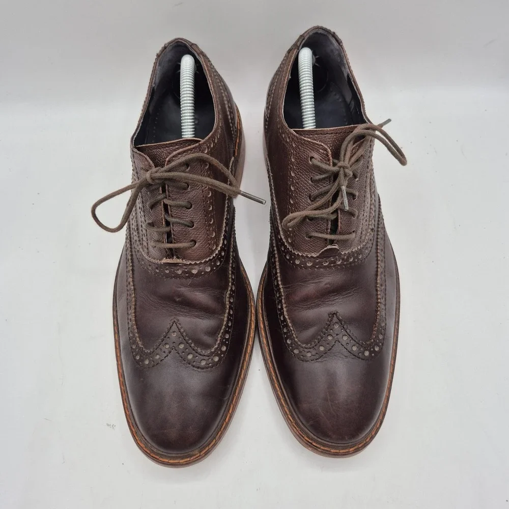 Cole Haan Wingtip Oxford Shoes Mens Size 10.5 Brown Leather Brogue Casual‎ Dress